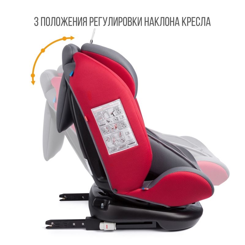 Детское автокресло Zlatek Cruiser ISOFIX серо-красный с 3 положениями наклона кресла
